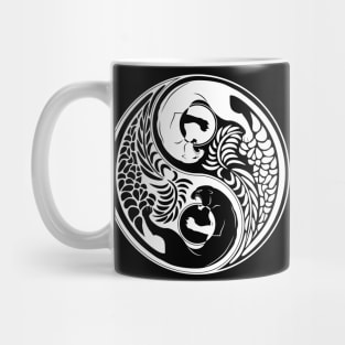 Yin Yang Wild Cat Black and White Tattoo Style Mug